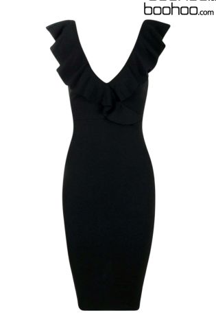 Boohoo Petite Frill Wrap Bodycon Dress